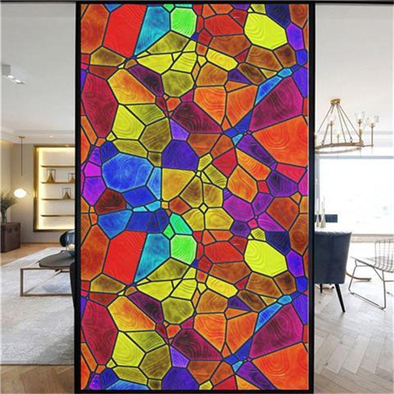 Оконная пленка, матовая витражная пленка, церковная статическая липкая пленка для конфиденциальности, самоклеящаяся наклейка на окно, кухня, офис, домашний декор