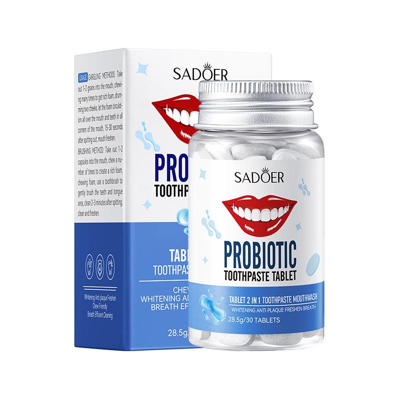 Probiotic Whitening Toothpaste Tablets Natural Teeth Cleaning Stain Removal Oral Care 28.5g/30 Tablets