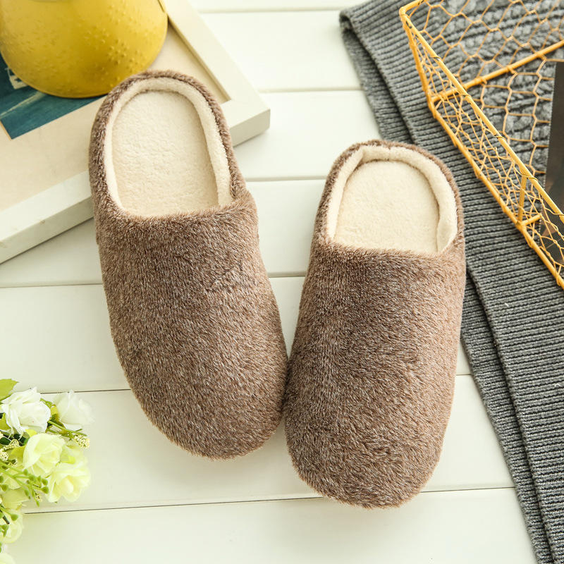 Women Autumn Winter Home House Slippers Soft Sole Pair Silent Plush Non-slip Wooden Floor Cotton Slippers Female Pantufa