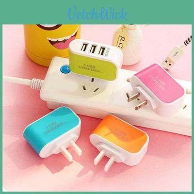 Универсальное зарядное устройство Candy с 3 USB и светодиодной подсветкой для устройств Apple, удобное для путешествий