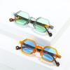 Square Polygon Square Sunglasses Trendy Clear Ocean Lens UV400 Hexagon Shades Rivets Sun Glasses for Women & Men