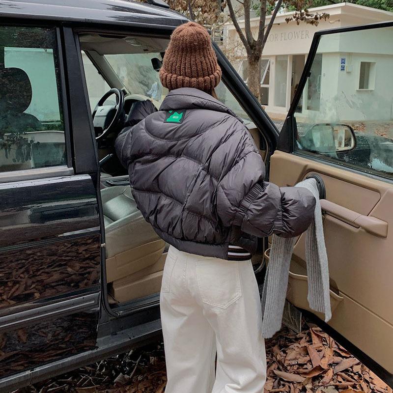 White duck down short down jacket women's 2024 winter fashion sweet bud sleeves warm puffs student bread jacket