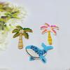 Dolphins Rhinestone Patches Beaded Crystal Sewing Patch Crystal Coconut Tree Patches Sparkling Handmade Craft Clothing Applique