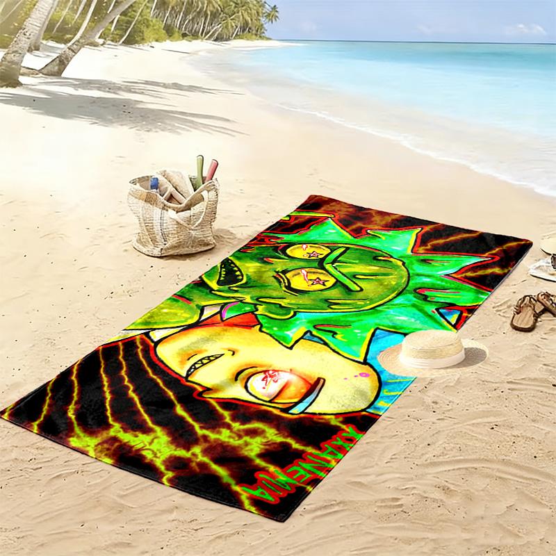 Rick and Morty Print Beach Towel, Large Soft Quick Dry Towel for Beach Camping Swimming