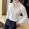 Casual Shirts For Men Korean Luxury Clothing Fashion Lace Men's Social Shirt Dress Slim Fit Long Sleeve Prom Tuxedo