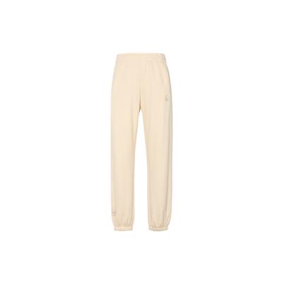 Li Ning Sports Lifestyle Series однотонные флисовые утолщенные эластичные талии зауженные трикотажные спортивные штаны женские низы лебедь-белый AKLTC08-2
