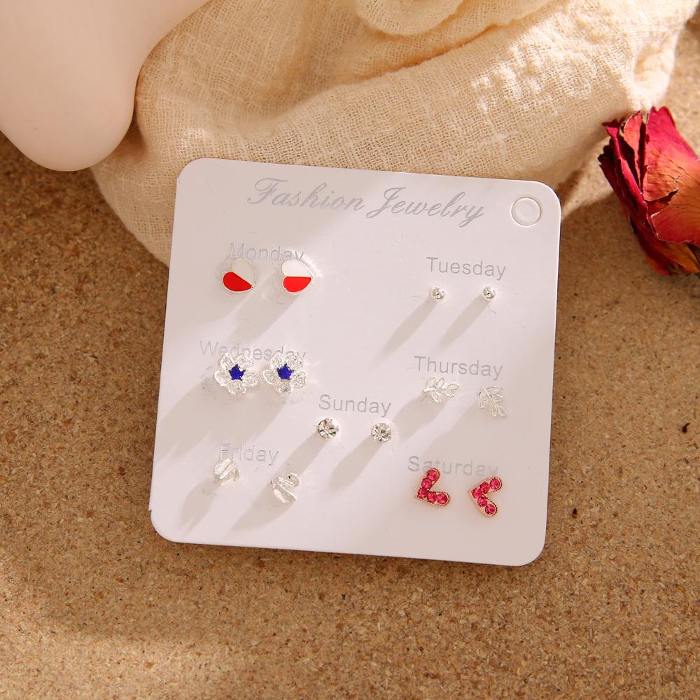 6 пар. Серьги - гвоздики. Горный хрусталь