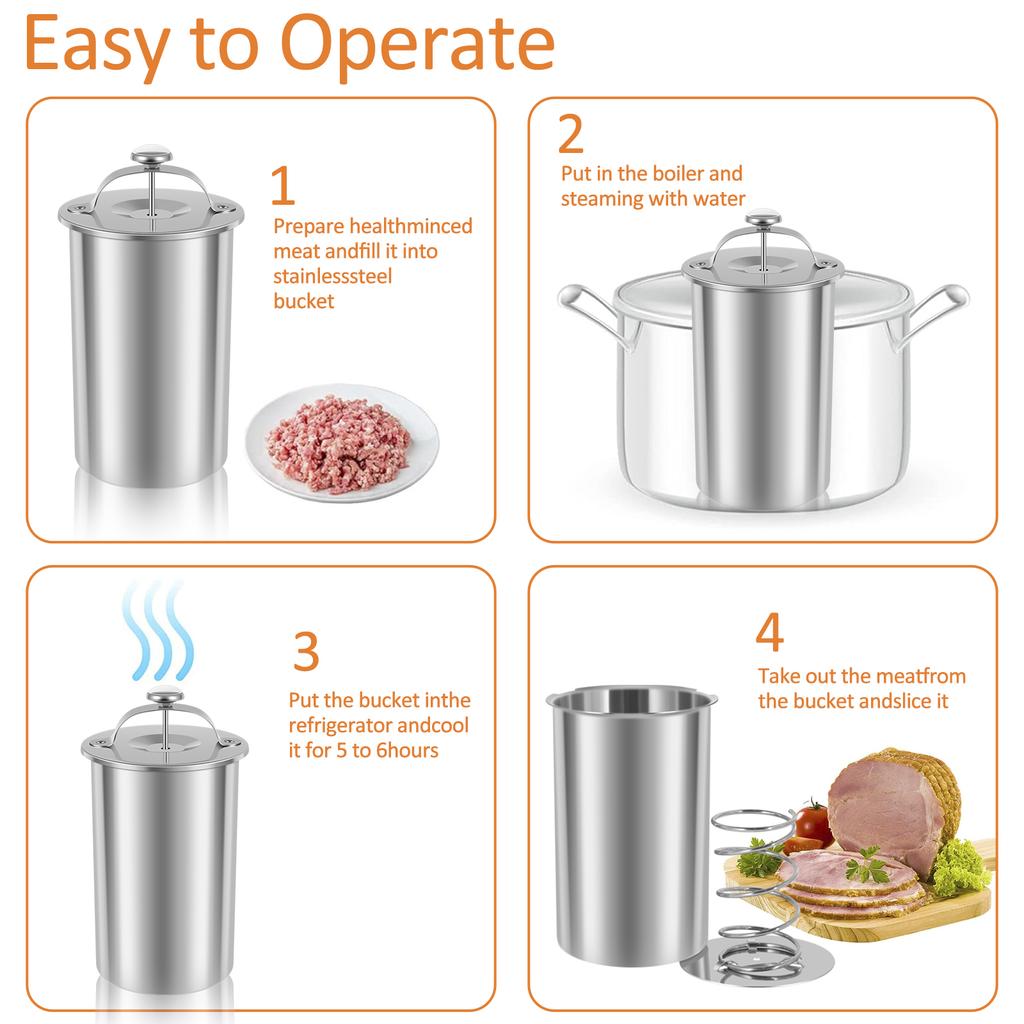 1 шт. Пресс для мяса Мультиварка Нержавеющая сталь 304 Пресс для ветчины Многофункциональный Круглая форма Домашний Пресс для деликатесов Мясо Пресс-маркер Машина