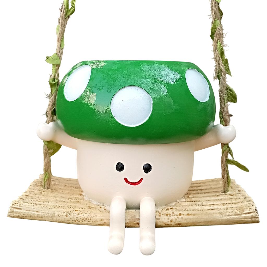 Cute Mushroom Flowerpot Succulent Planter Resin Hanging Vase Creative for Garden Yard Balcony Living Room Decor