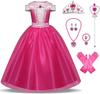 Princess Dress for Kids Cosplay Costume Luxury Set Pink Ribbon Heart Magic Original 120cm NT5012C [CREDIBLE] 9-piece - (Princess Dress, Gloves, Tiara,