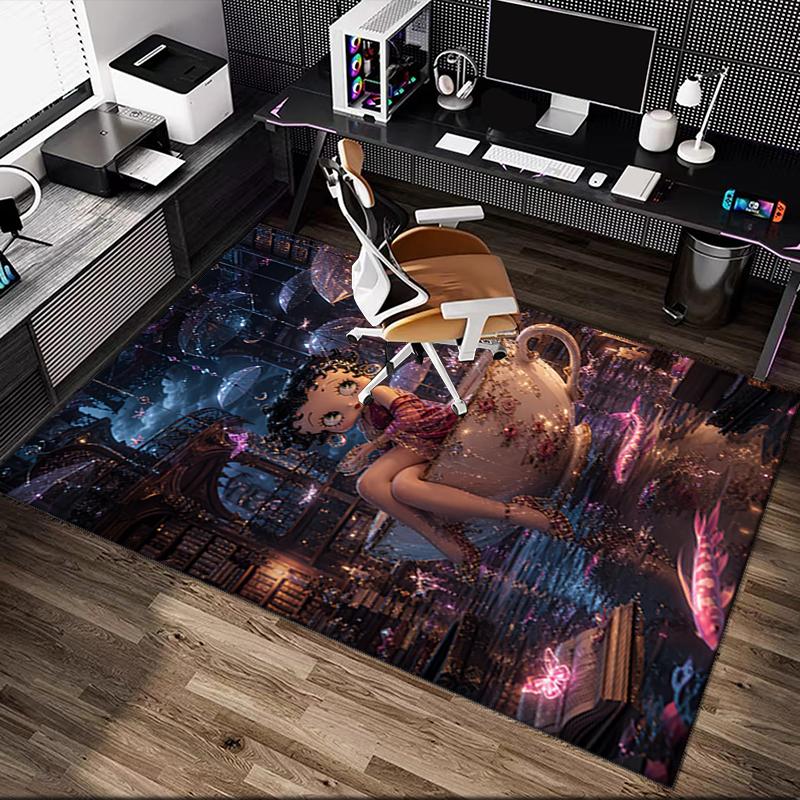 Betty Boop Rug Ideal for Reading Room, Multi-purpose Office Chair Sofa Carpet, Anti-slip Printed Home Area Rug