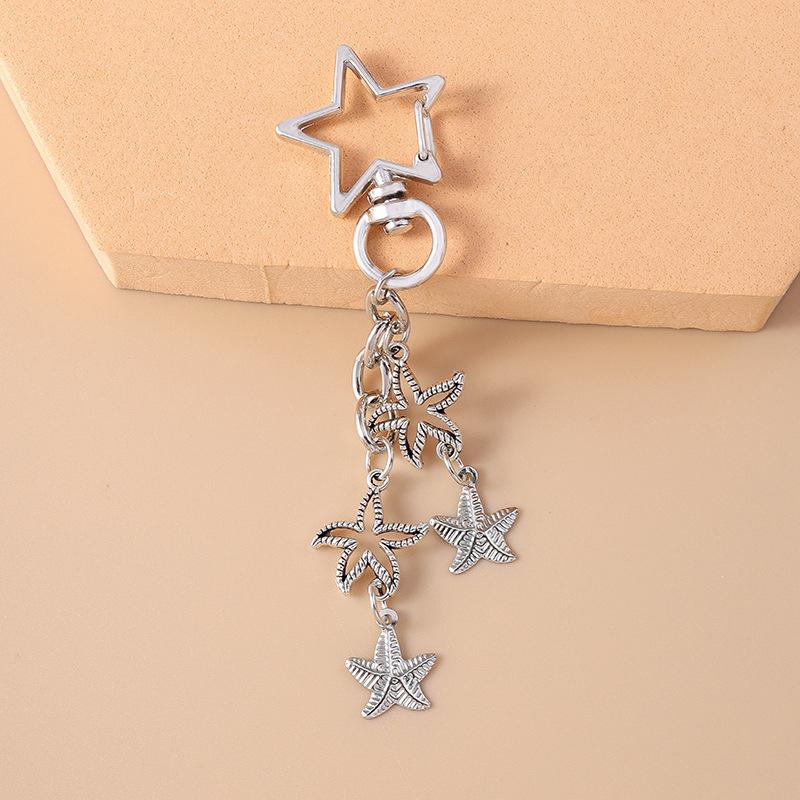Alloy Love Heart Key Chain Shell Starfish Key Ring Pendants For Women Girls Handbag Decor Diy Handmade Jewelry Gifts