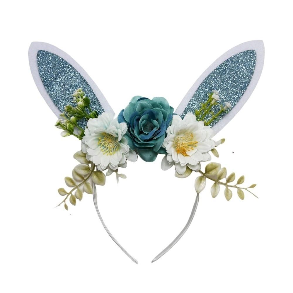 Colorful Bunny Ears Hair Hoop Floral Cosplay Headbands Funny Happy Easter Headdress  Holiday Decor