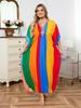 2024 Multicolored Kaftan Bohemian Printed V-neck Batwing Sleeve Street Wear Maxi Dress Women Beach Wear Swim Suit Cover Up Q1618