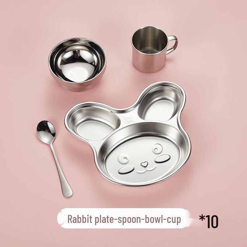 Kids' 304 Stainless Steel Divided Dinner Plate Set