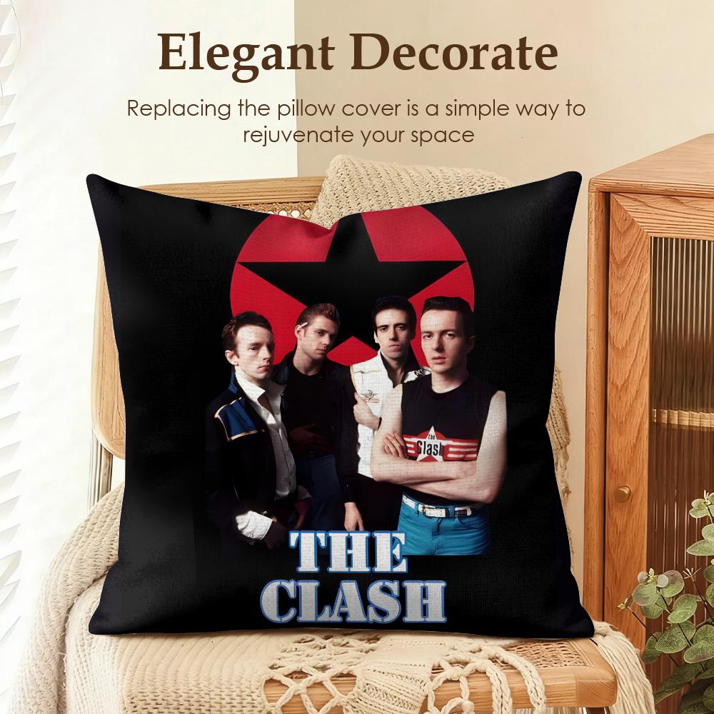 Band The CClash Cushion Cover Natural Linen Organic Fabric DoubleSided Printing Sofa Home Decor Gift Pillow Case