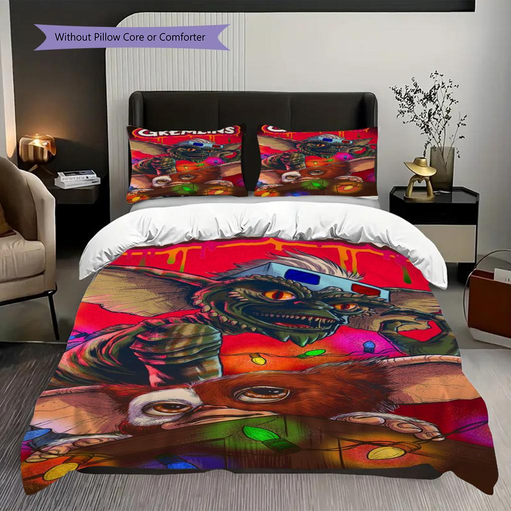 Gremlins Chaos Curiosity Bedding (1 * duvet cover + 2 * pillowcase, without core) 2D Flat Soft and comfortable Duvet cover and pillowcase