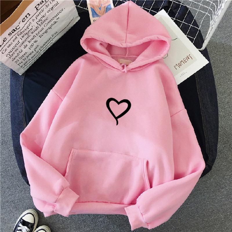 2025 Autumn and Winter Heart Print Hoodie Women's Fashion Casual Sweatshirt Hoodie Pullover Sportswear Retro Women Clothing Y2K