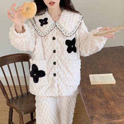 Пижама женская осенне-зимняя кардиганная пижама из двух частей с длинными рукавами