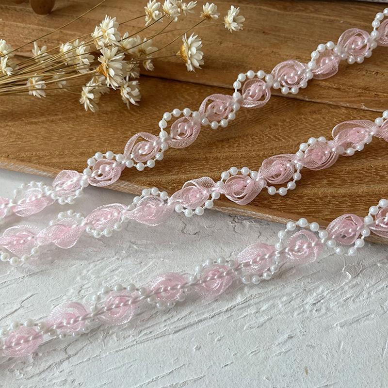 Lolita Lace Bead Ruffled Lace Fabric Pleated Edging Satin Ribbon Diy Baby Clothing Skirt Curtain Furniture Decoration Lace Trim