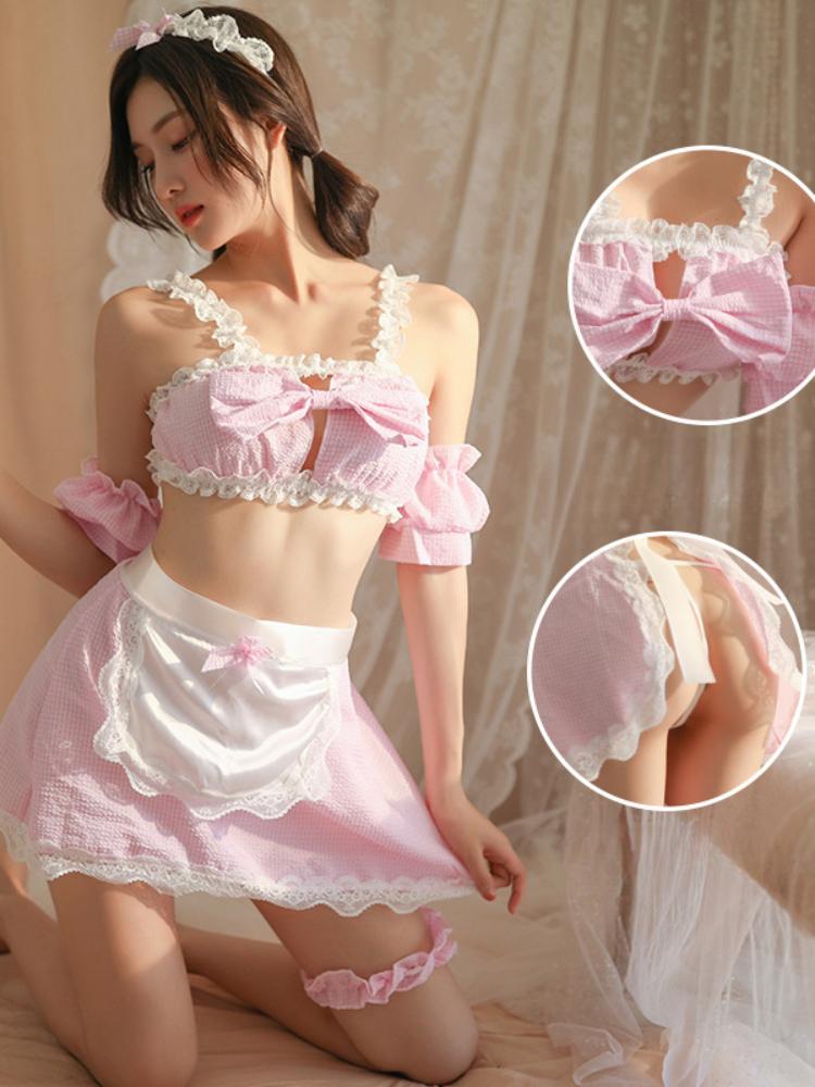 Hot Sexy Lolita Maid Uniform Babydoll Dress Role Play Women Lace Underwear Costumes Loop Mi Hero Academia Naughty Lingerie