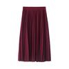Spring Autumn Fashion Women's High Waist Pleated Solid Color Half Length Elastic Skirt