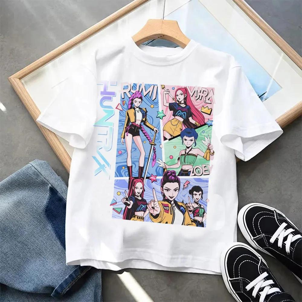 Kpop Охотники на демонов Футболка с коротким рукавом Харадзюку Дизайн с тигром Детская одежда для мальчиков и девочек