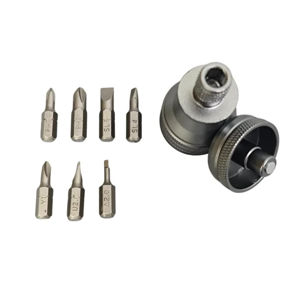 7-in-1 Industrial Mini Screwdriver Set - Aluminum Alloy Handle with High Hardness Phillips/Slotted Bits Multi-Function EDC Tool