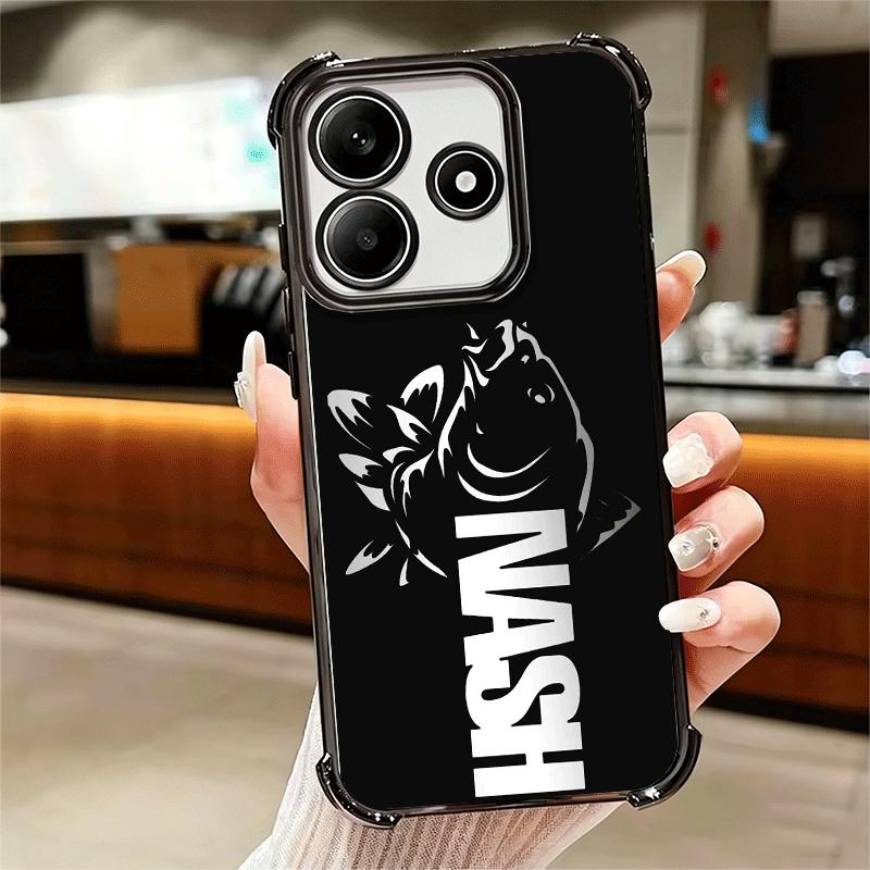 Nash Fishing Fish Mark Plating Phone Case For Xiaomi Redmi Note 14 15 Pro Plus 13 12 11 11S 11T 10 9S 9 5G Anti-Fall Airabag Cov