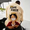 Bandai One Piece Принт Луффи Короткий рукав Свободный Мужские и Женские Летние Для поездок на работу Дышащая Спортивная Хлопковая Футболка 2026