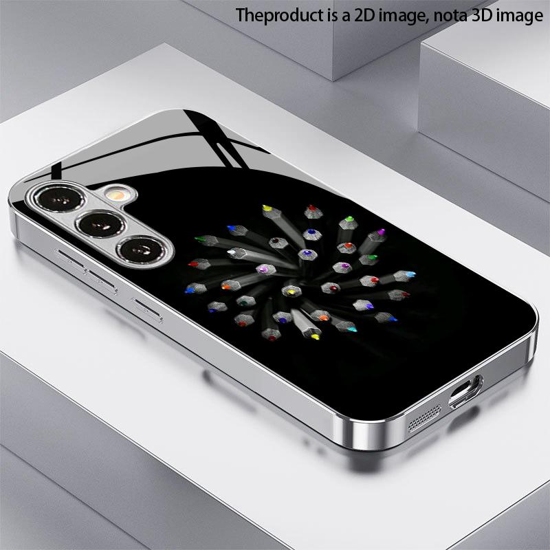 Яркий узор из карандашей 2D Чехол для телефона Samsung S26 S25 S24 S23 S22 S21 S20 A56 A36 A16 - Стеклянная защитная крышка
