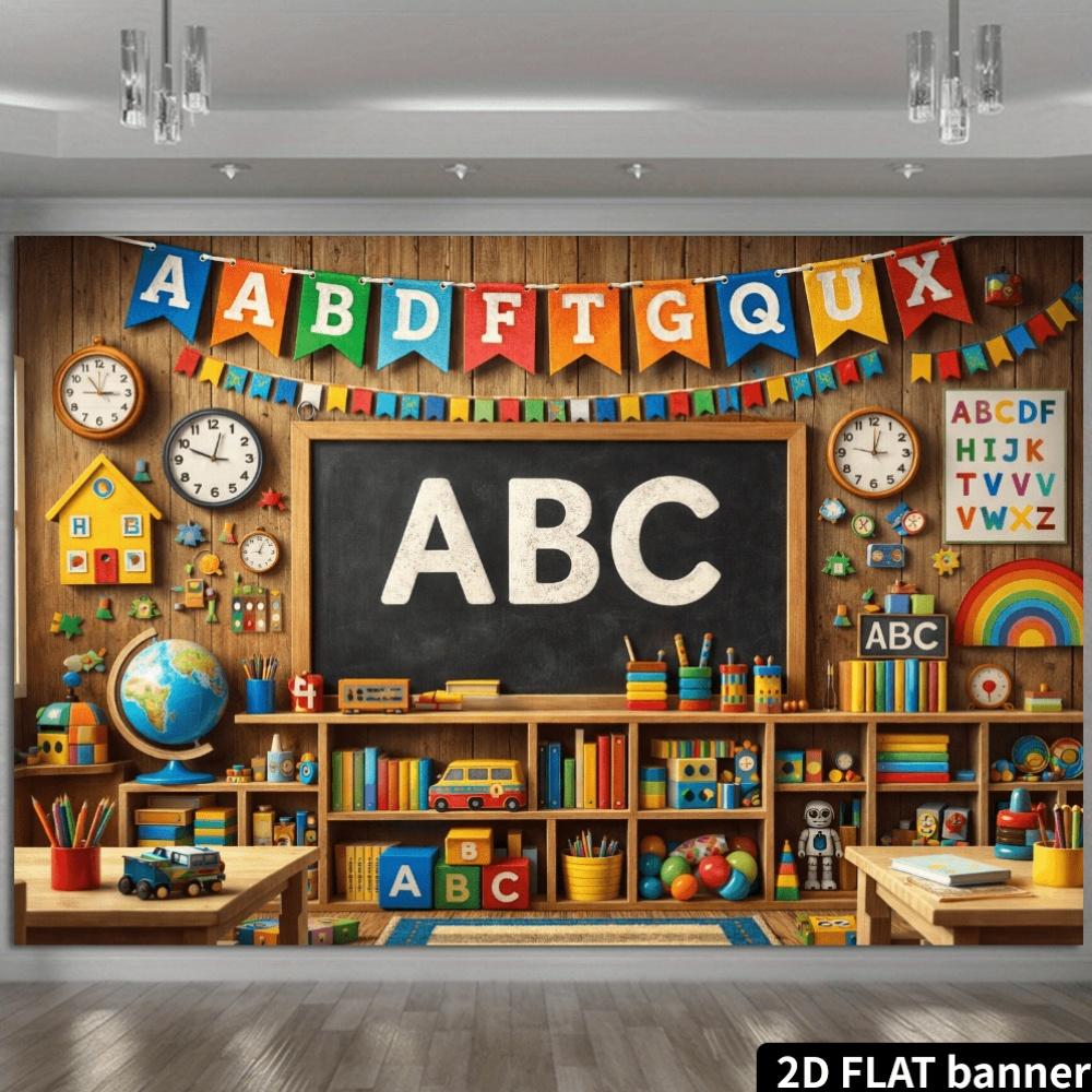 2D плоскость 1 кусок ткани для фона класса в бревенчатом стиле ABC можно использовать в качестве фона для вечеринки