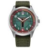 Серия Eco-Drive Водонепроницаемость 200 метров Солнечный кварц Нейлоновый ремешок 44 мм Мужские часы Зеленый циферблат AW1418-06W