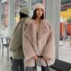 Fashionable Fur Coat Loose Collar Medium Long Imitation Fur Women Autumn Winter Fur Overcoat
