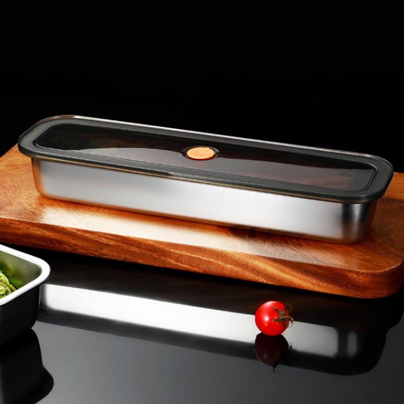 Поднос для бекона из нержавеющей стали 201 с крышкой, подходит для фруктов, овощей и мяса, для уборки кухни и хранения в холодильнике