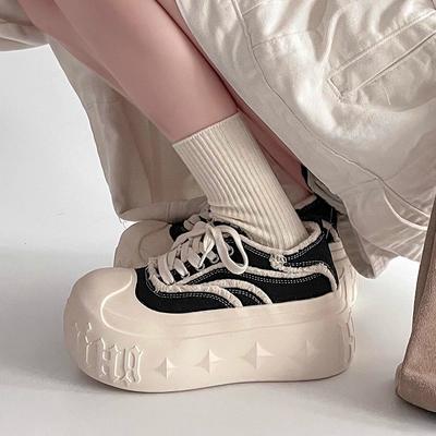Модные однобортные туфли весна-лето новые шнурованные туфли на толстой подошве увеличивающие рост туфли для женщин универсальная спортивная и повседневная обувь