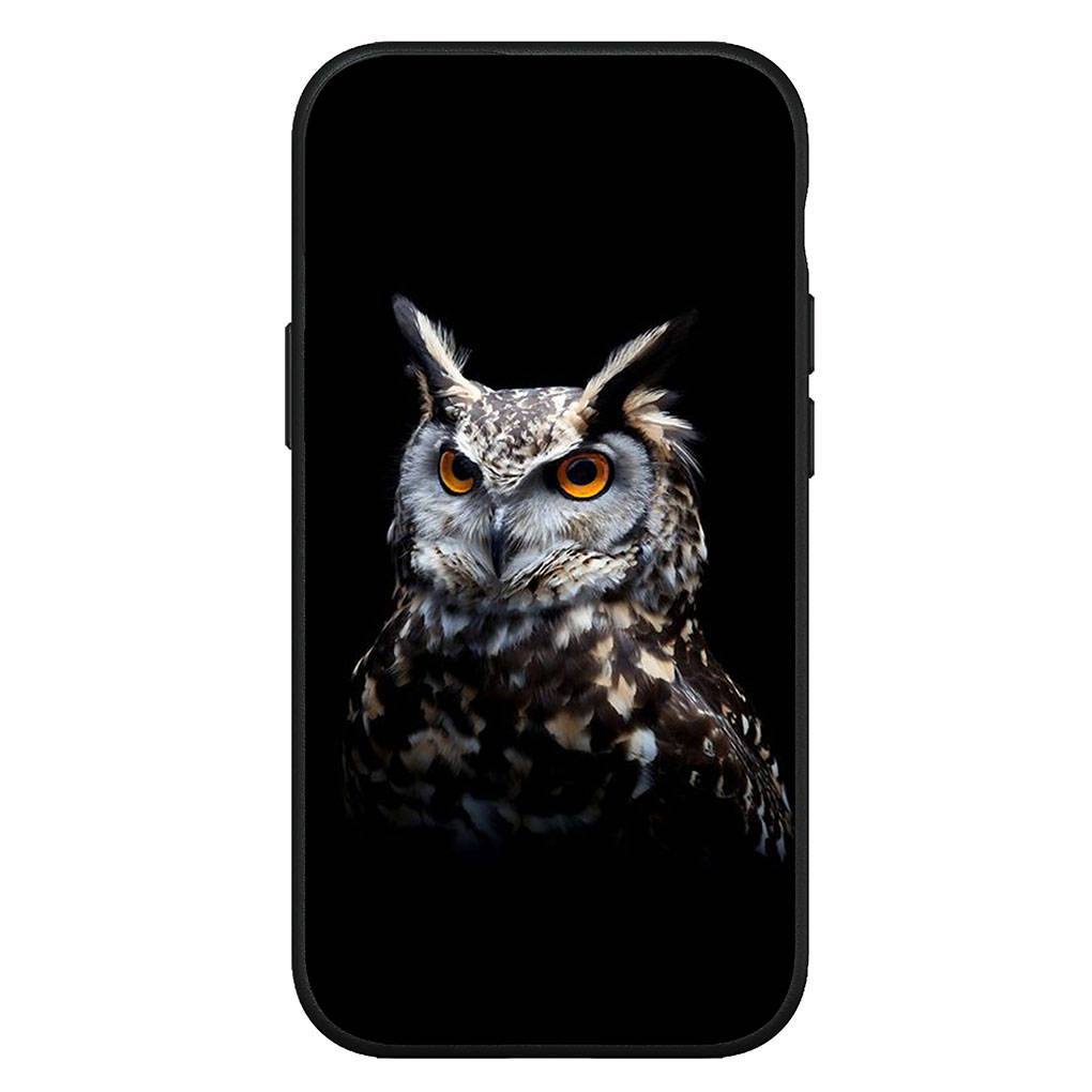 Для iPhone 16 15 Xiaomi Redmi Note 13 12 11 Pro Max X 9 10 8 14 Plus XR Samsung Galaxy A15 S24 S23 S22 S20 FE Huawei OPPO Owl Bird черный чехол для телефона