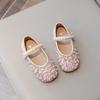 New Little Girl Fashionable Korean Style Pearl Princess Little Leather Shoes Crystal Dancing Shoes