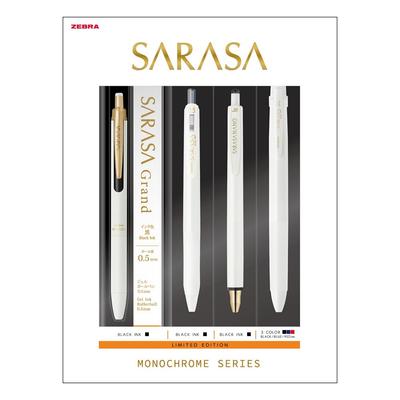 Zebra Гелевая шариковая ручка Gel Sarasa Monochrome White Limited Edition, Чернила, Серия, Набор, SE-JJ15-MC-W