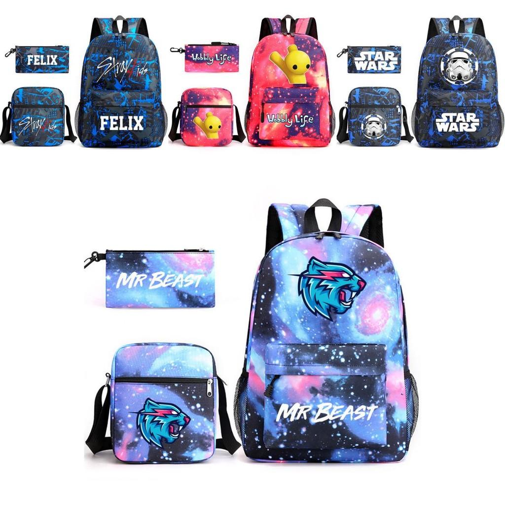 Стильный набор из трех сумок Mr Beast Lightning Cat, идеально подходящий для детей на школьных мероприятиях