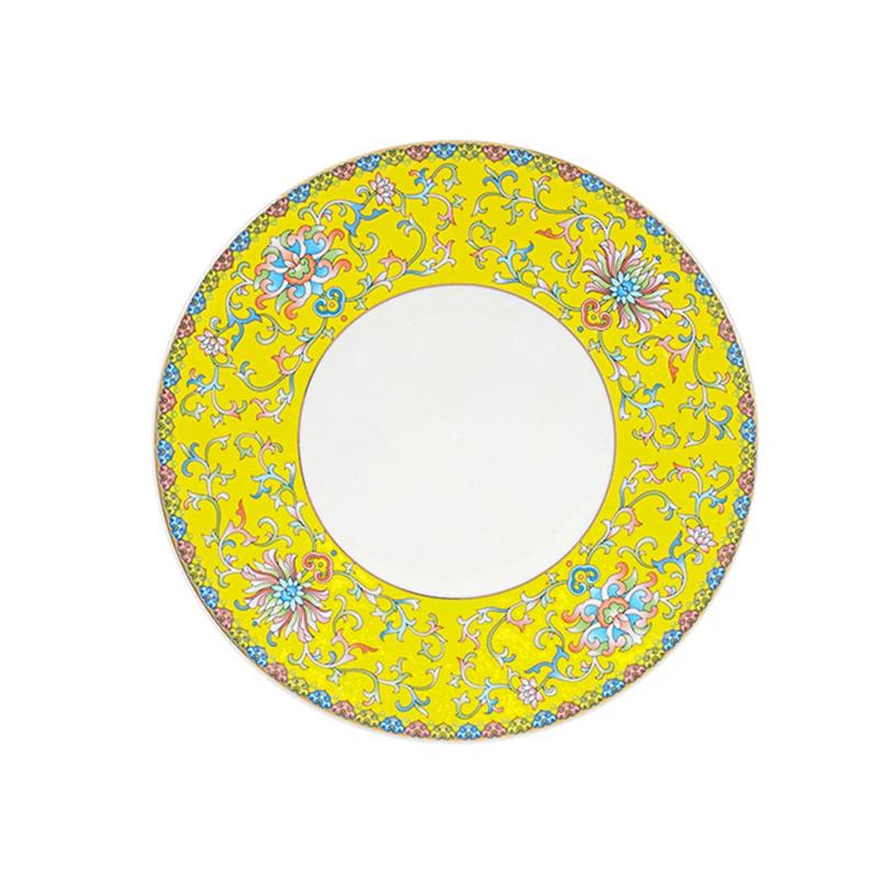 Керамическая тарелка в стиле ретро-дворца, креативная круглая тарелка для стейка, десерта, изысканные обеденные тарелки для отелей класса люкс, домашняя утварь