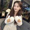 Cute Sitting Bear Plush Winter Mittens with Neck Strap