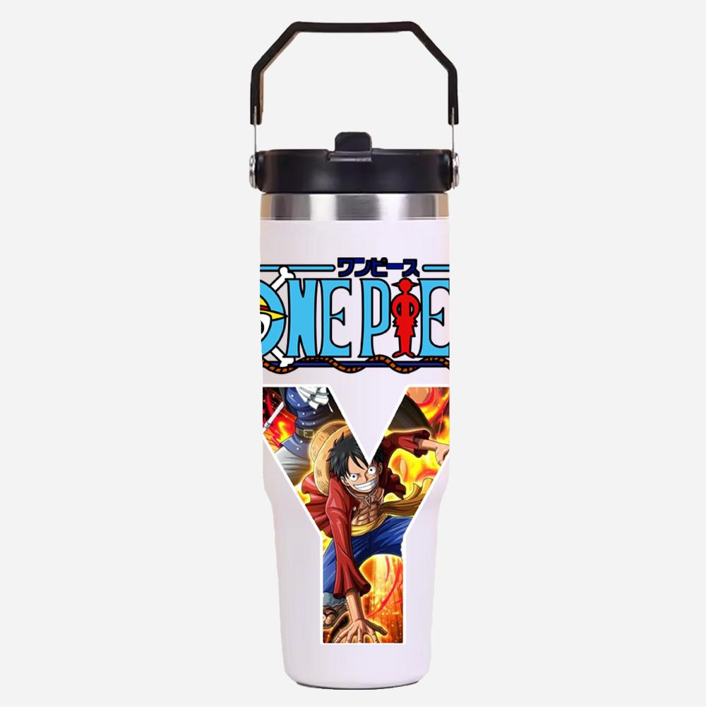 Термос из нержавеющей стали 30 унций, с принтом английских букв от A до Z в стиле аниме, однотонный, простой, чашка для воды с термоизоляцией, для холодных напитков и льда