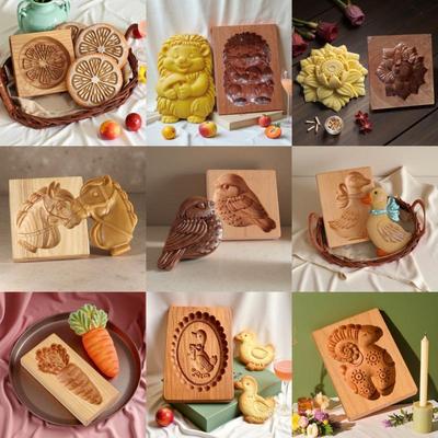 Деревянные формы для печенья с узорами животных, 3D DIY резные тисненые формочки для вырезания печенья, Птица, Гусь, Лошадь, Еж