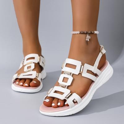 Модные женские сандалии 2025 Новые с открытым носком Пляжная обувь Удобные уличные шлепанцы на танкетке Женские летние Большого размера Сандалии в римском стиле