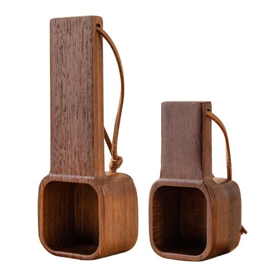 Wooden Coffee Spoons Walnut Wood Hanging Rope Coffee Measuring Scoop Ground Beans Square Tea Sugar Spoon for Home Office