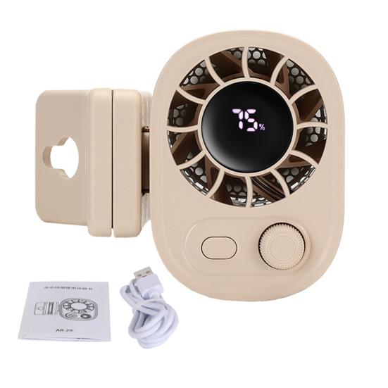 Clip-on Mini Fan 360 Degrees Rotating LED Display Speed Adjustable Desk Fan USB