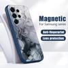 Магнитный Чехол Для Magsafe Для Samsung Galaxy S26 Ultra S25 Edge S24 Plus S23 FE S22 A54 A55 A56 5G Черный Мраморный Рисунок Матовая Крышка