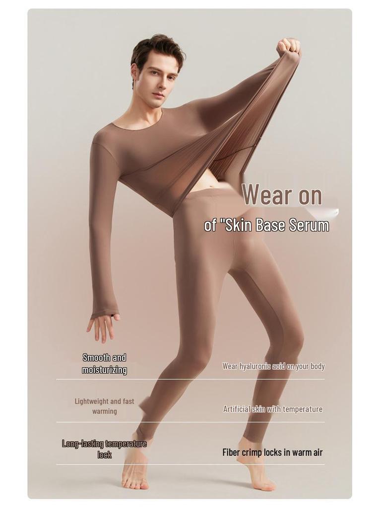 Мужской ультратонкий теплый комплект нижнего белья с базовым слоем на основе гиалуроновой кислоты для осени/зимы