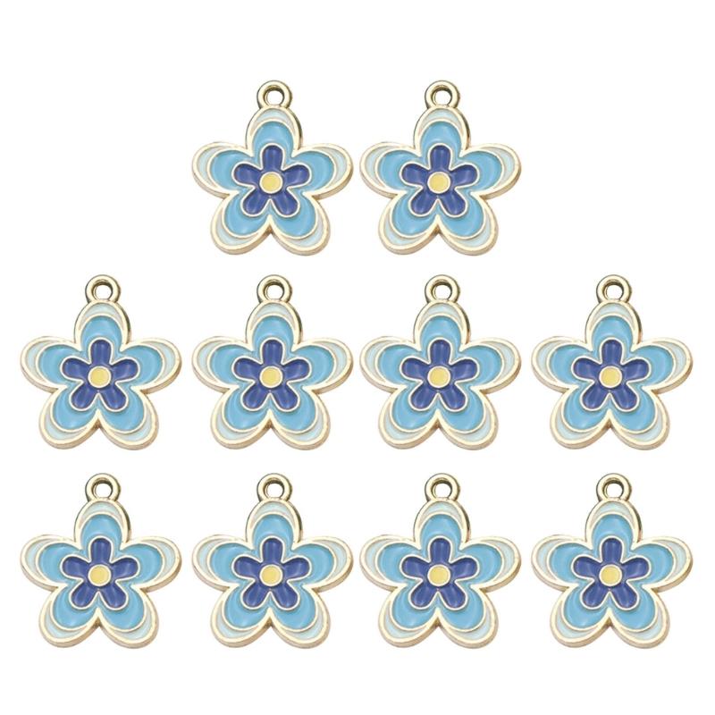 10 Pcs Colorful Flower Pendants Five Petal Flower Charm Jewelry DIY Accessories for DIY Necklace Bracelet Jewelry